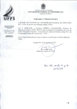 Portaria 998-GR-2012