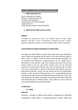 Ética e Filosofia Política Antiga