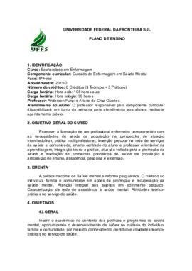 Cuidado de Enfermagem em Saúde Mental