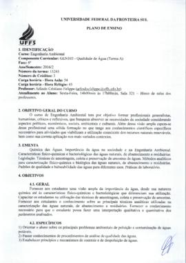 Qualidade de Água - Turma A