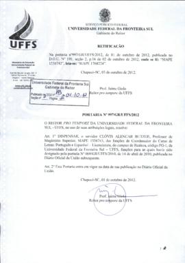 Portaria 997-GR-2012 Retificação