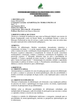 Alfabetização - Teoria e Prática II
