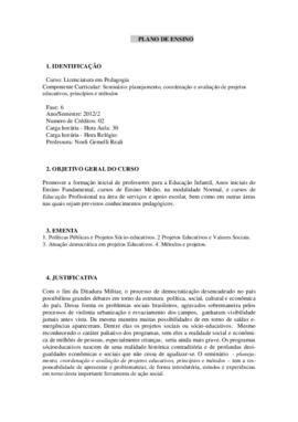 Seminário - Planejamento e Avaliação de Projetos