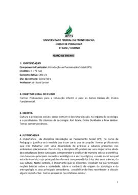 Introdução ao Pensamento Social