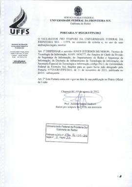 Portaria 852-GR-2012