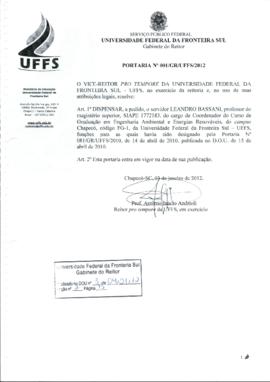 Portaria 001-GR-2012