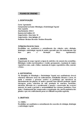 Histologia e Embriologia Vegetal