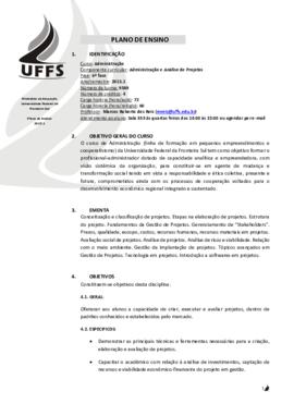 Administração e Análise de Projetos