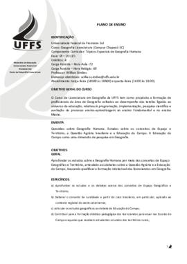 Tópicos Especiais em Geografia Humana