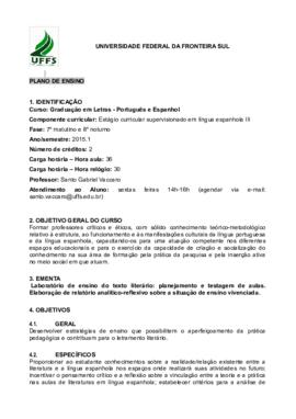 Estágio Curricular Supervisionado em Língua Espanhola III