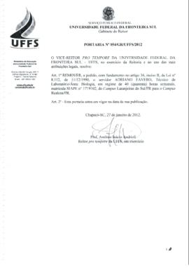 Portaria 054-GR-2012