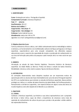 Literatura Hispânica I