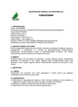 Tópicos Especiais em Agronomia III - Optativa
