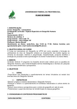 Tópicos Especiais em Geografia Humana