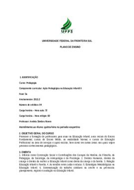 Ação Pedagógica na Educação Infantil II