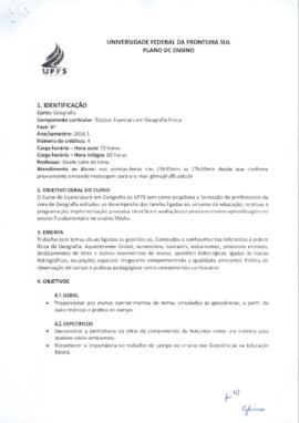 Tópicos Especiais em Geografia Física