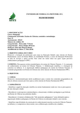 Ensino de Ciências: Conteúdo e Metodologia