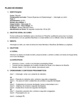 Tópicos Especiais em Epistemologia I - Introdução ao Latim