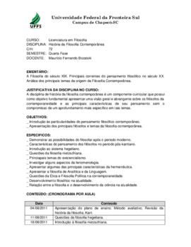 História da Filosofia Contemporânea