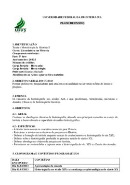 Teoria e Metodologia da História II