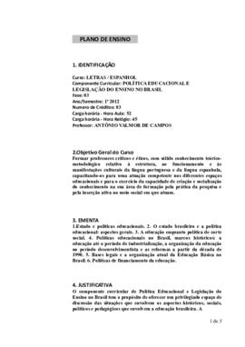 Política Educacional e Legislação do Ensino no Brasil