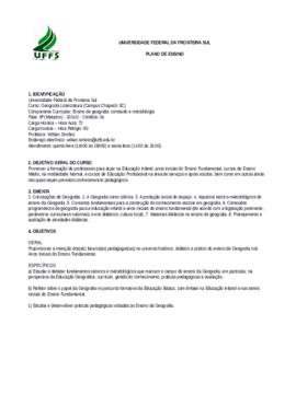 Ensino de Geografia: Conteúdo e Metodologia