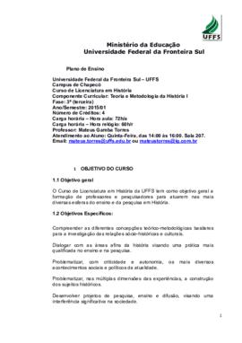 Teoria e Metodologia da História I