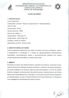 Tópicos em Agronomia III – Plantas Bioativas