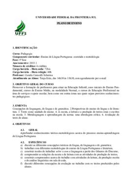 Ensino de Língua Portuguesa - conteúdo e metodologia