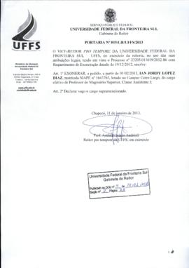 Portaria 015-GR-2013