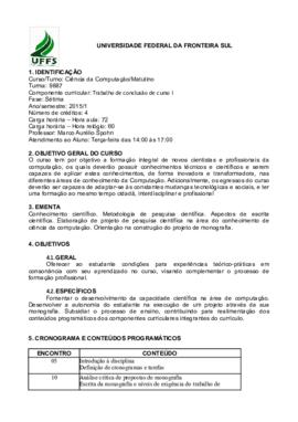 Trabalho de Conclusão de Curso I
