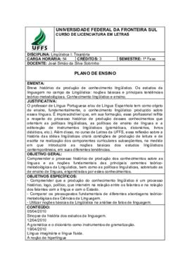 Linguística I: Trajetória