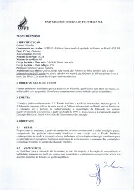 Política Educacional e Legislação do Ensino no Brasil
