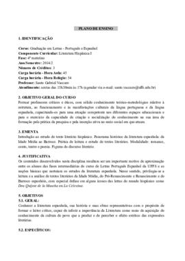 Literatura Hispânica I