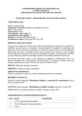 Trabalho de Conclusão de Curso I