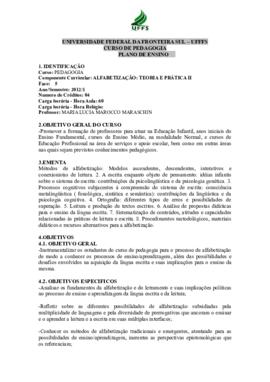 Alfabetização - Teoria e Prática II