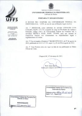 Portaria 183-GR-2013