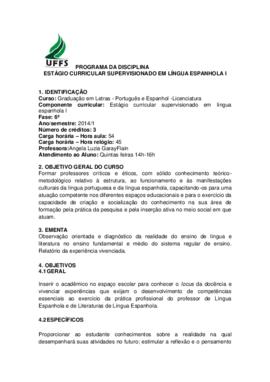 Estágio Curricular Supervisionado em Língua Espanhola I