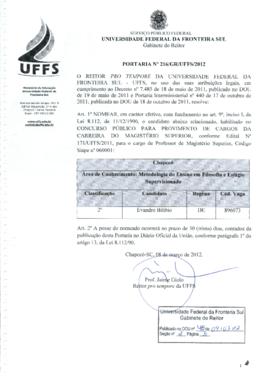Portaria 216-GR-2012