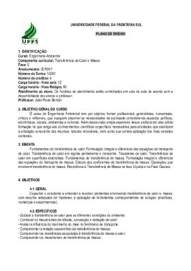 Transferência de Calor e Massa