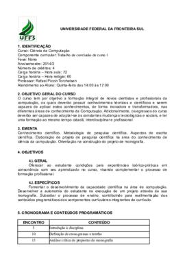 Trabalho de Conclusão de Curso I