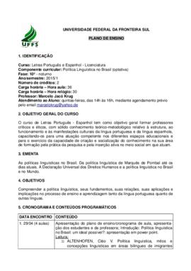Política Linguística no Brasil - Optativa