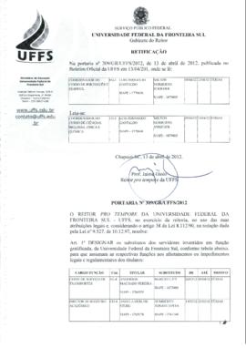 Portaria 309-GR-2012 Retificação
