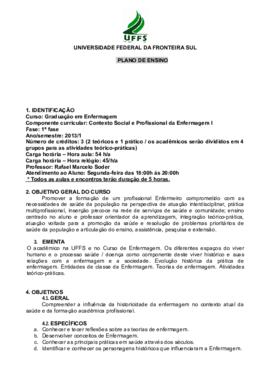 Contexto Social e Profissional da Enfermagem I