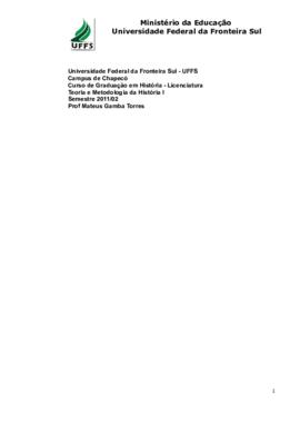 Teoria e Metodologia da História I