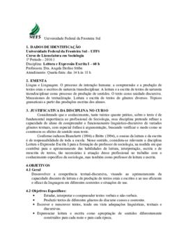 Leitura e Expressão Escrita I