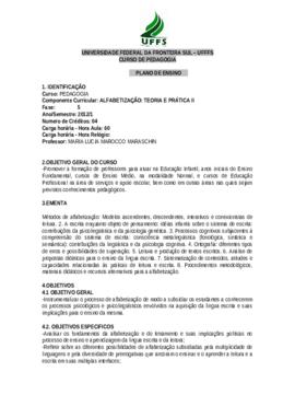Alfabetização - Teoria e Prática II