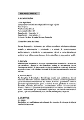 Histologia e Embriologia Vegetal