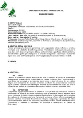Fundamentos para o Cuidado Profissional I