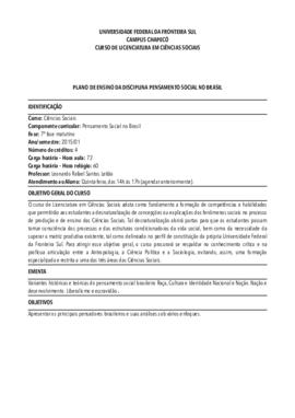 Pensamento Social no Brasil
